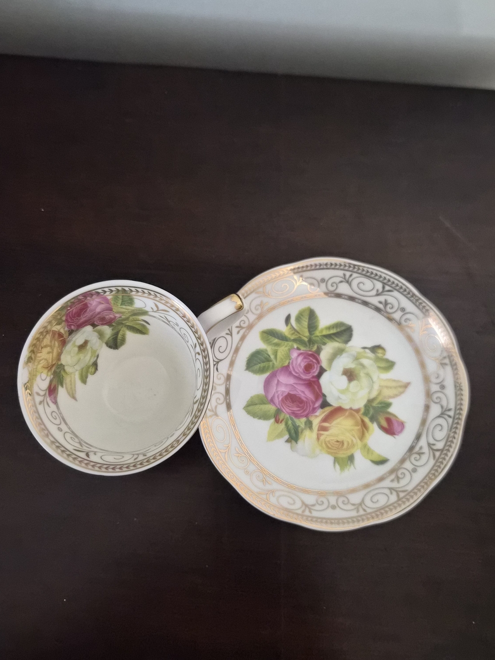 Grace Teaware Floral Porcelain Teacup & Saucer Set – Lavender & Gold Trim - Picture 4 of 6